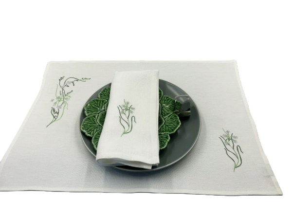 Wild Peatland Floral Embroidered Irish Linen Placemat
